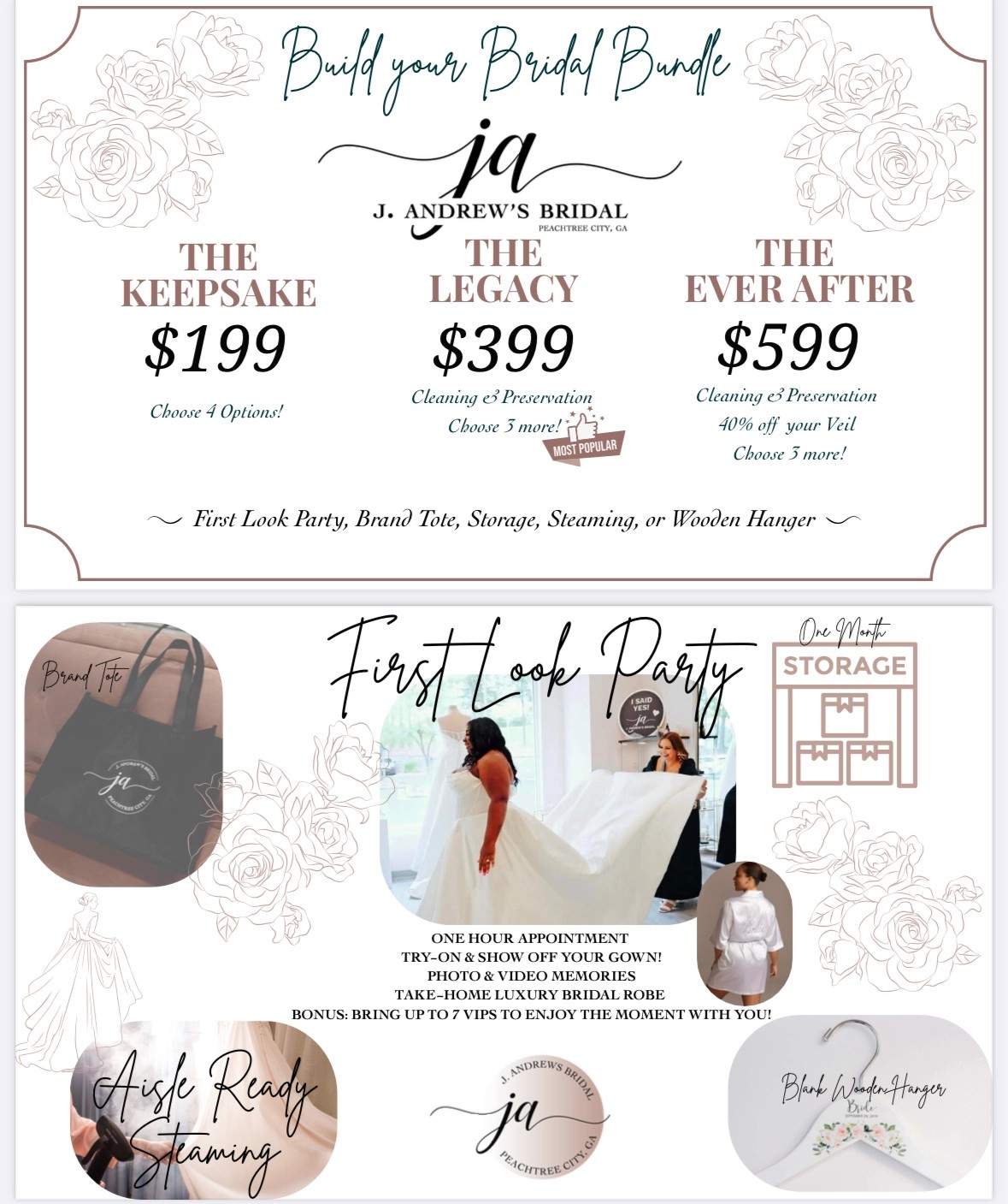 j andrew's bridal appointment packages