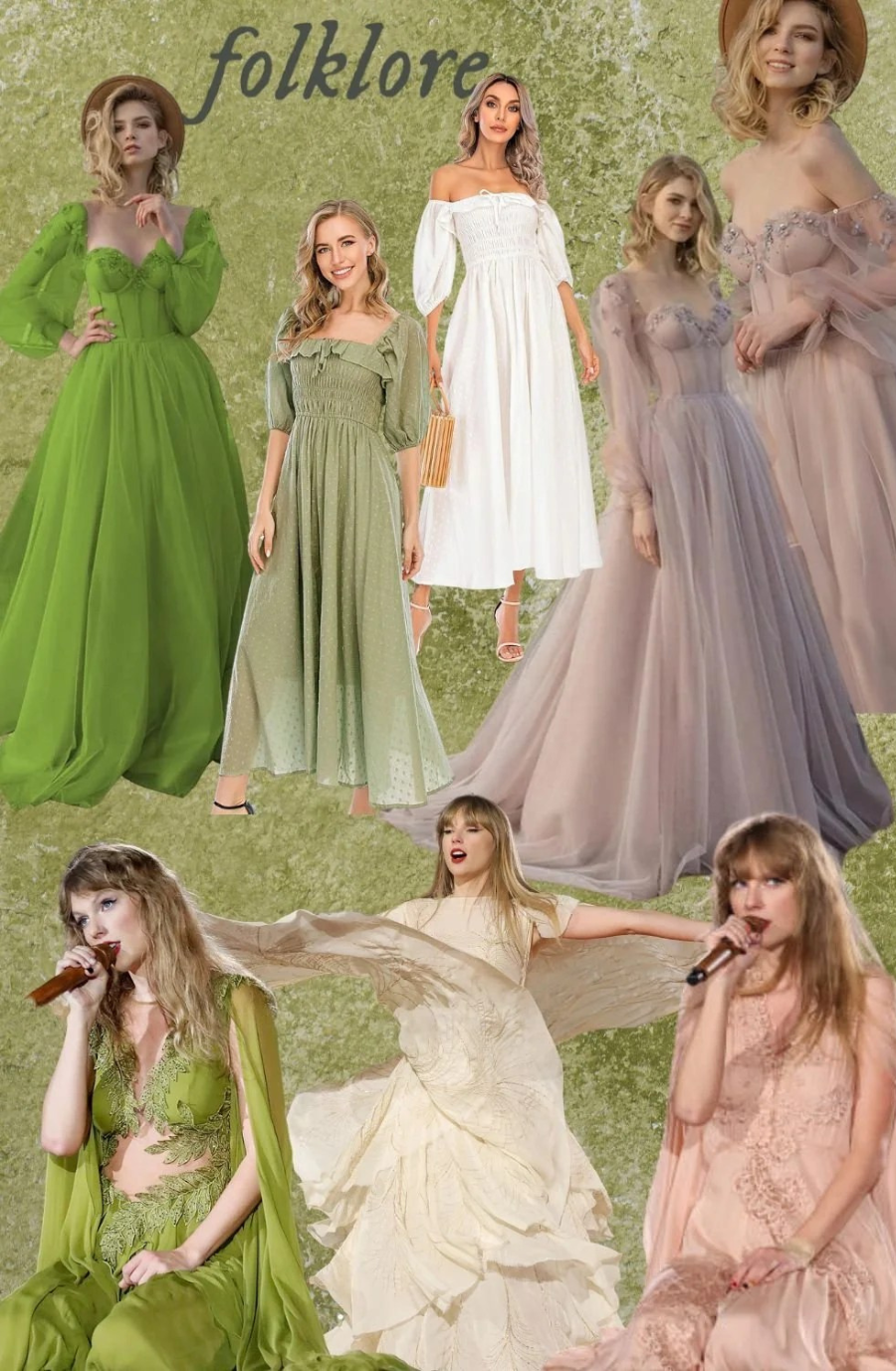 image shows a mood board of taylor swift's folklore era