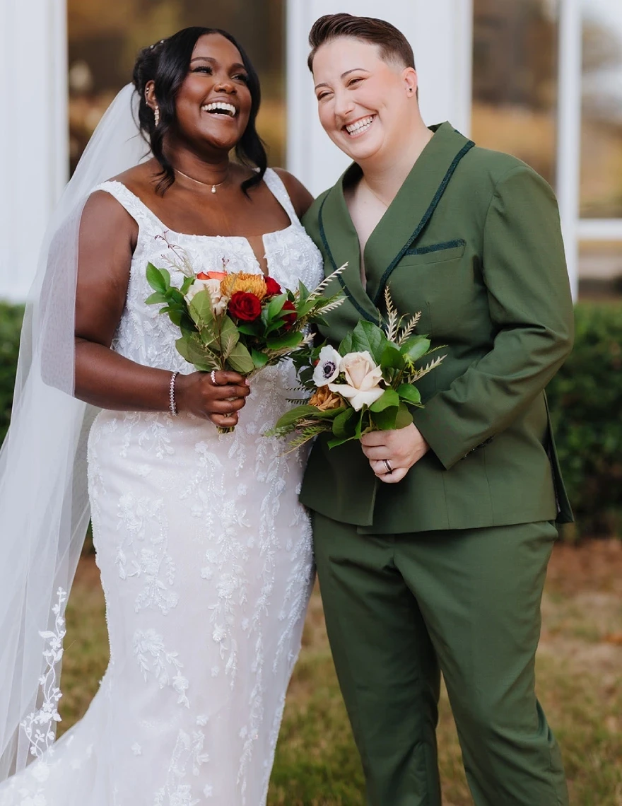 Model wearing a plus size bridal gown
