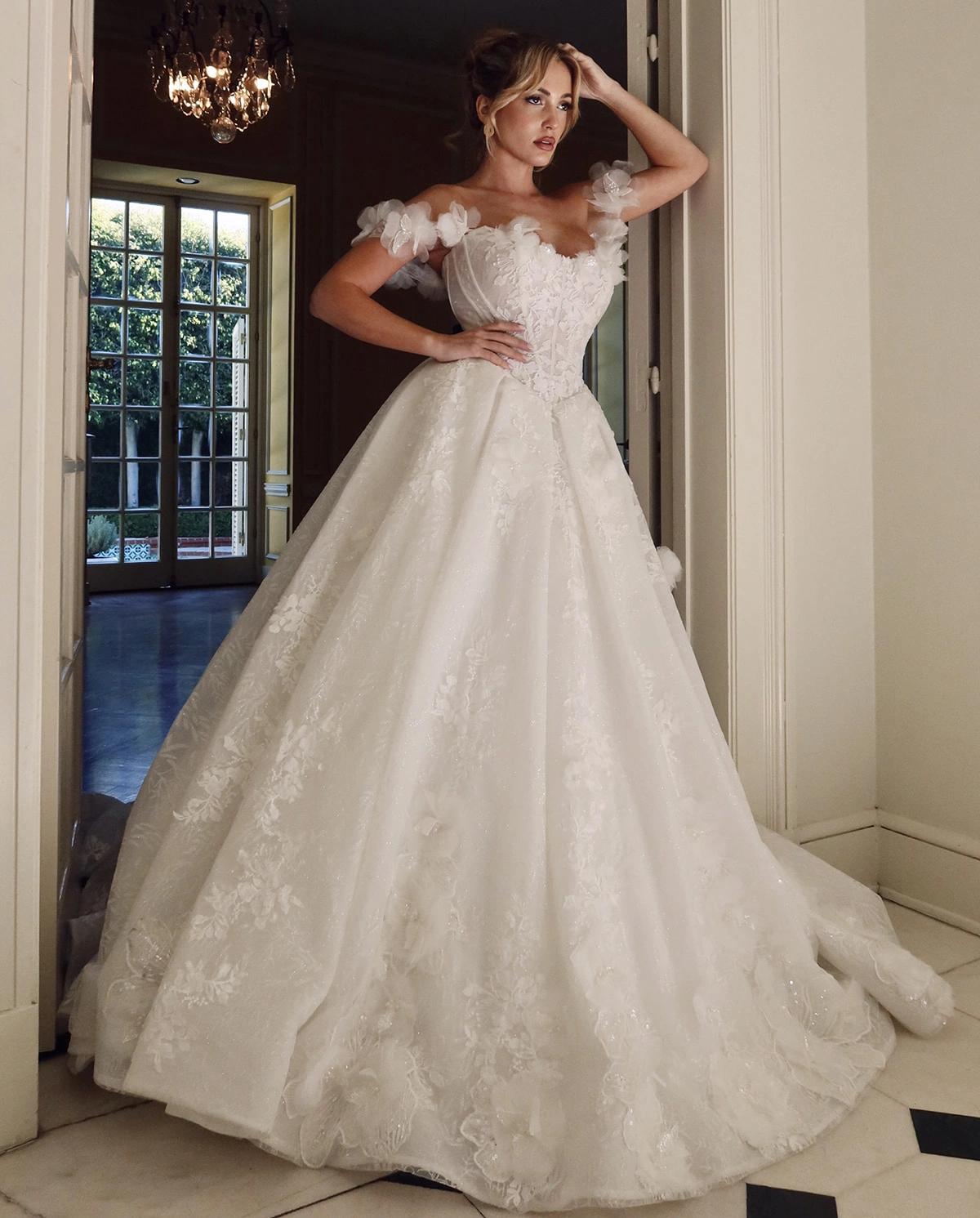 Model wearing a ballgown dress