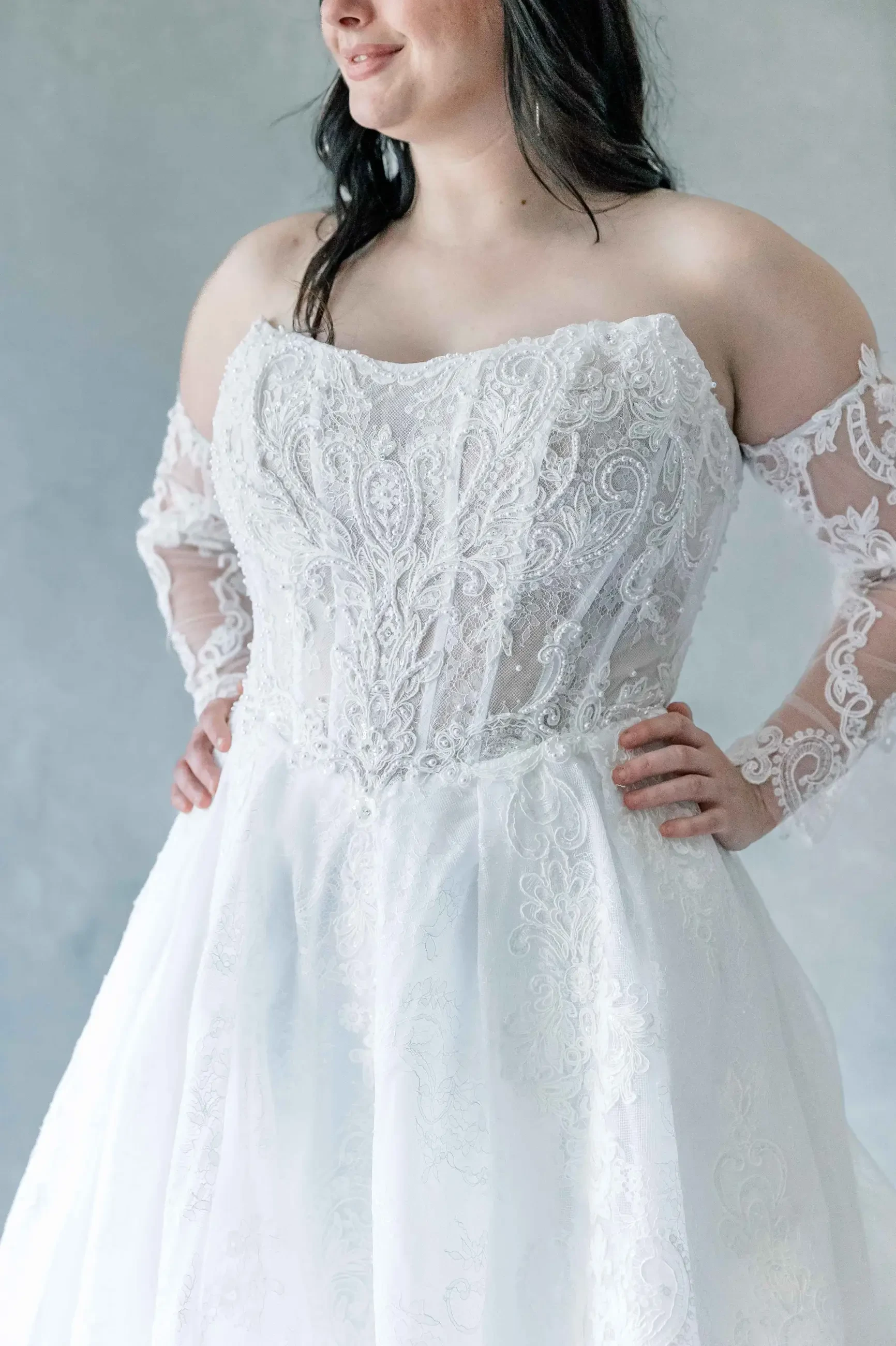 Model wearing a ballgown dress