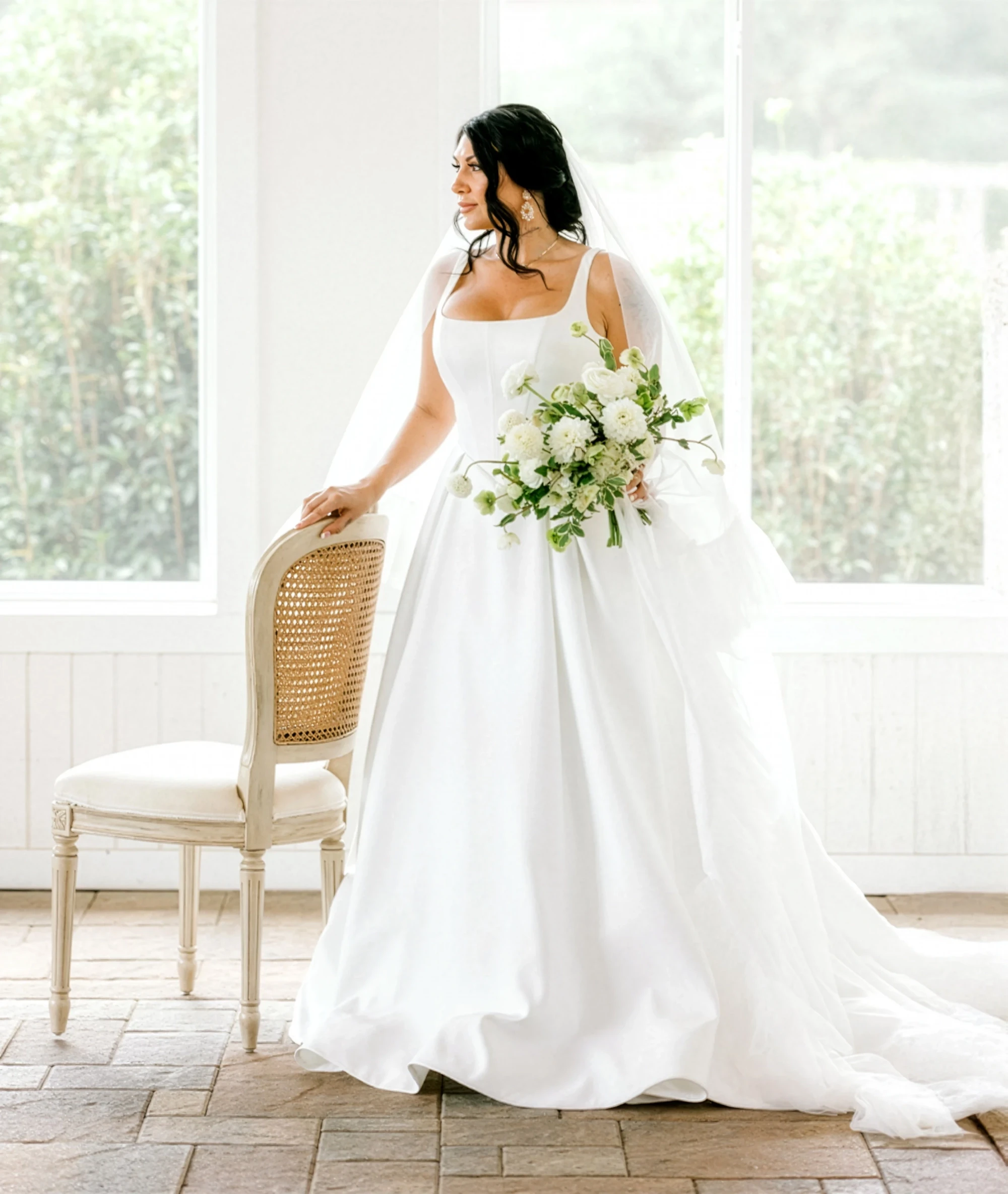 model wearing a wisdom and willow gown