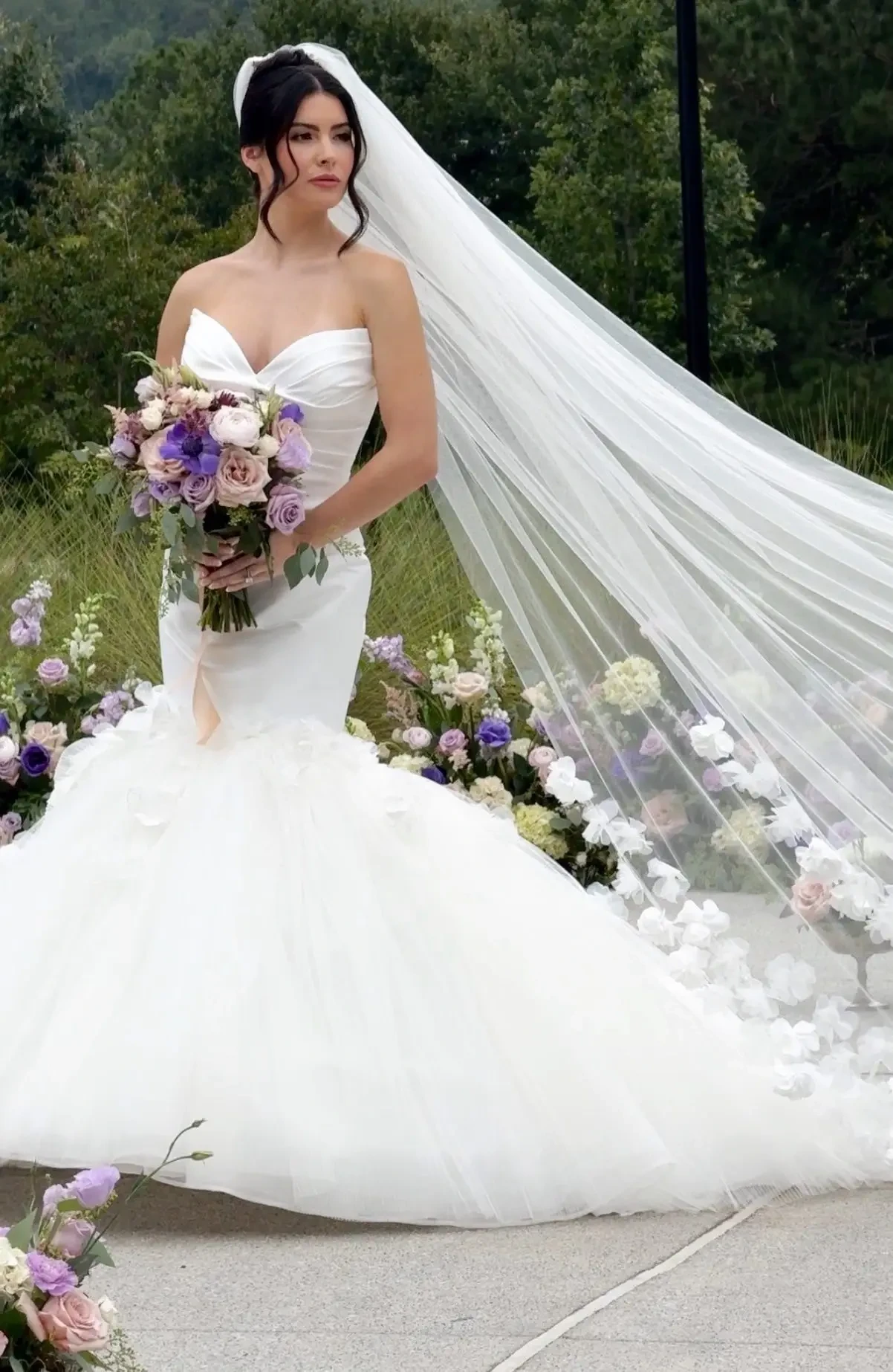 model wearing mermaid white brial gown