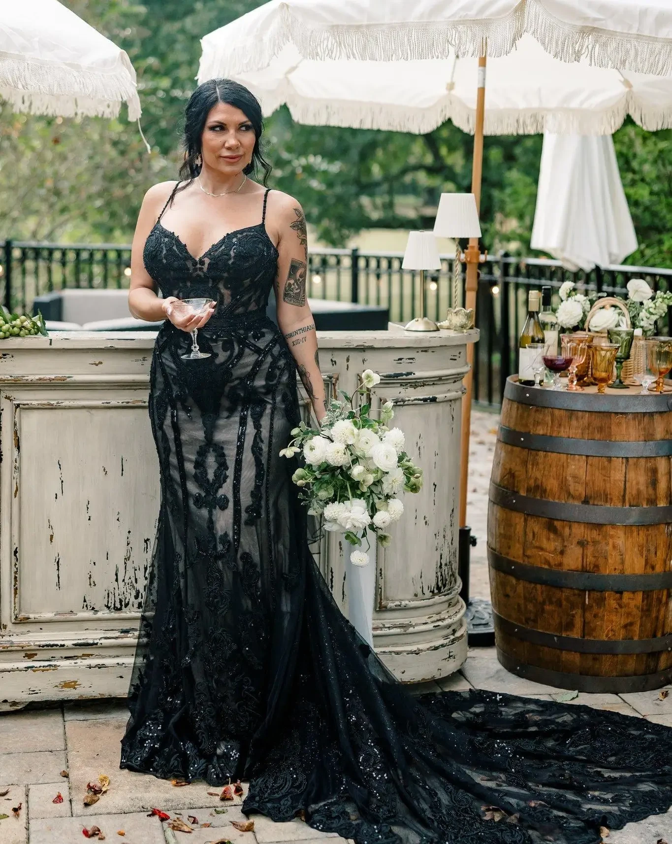 model wearing mermaid white brial gown