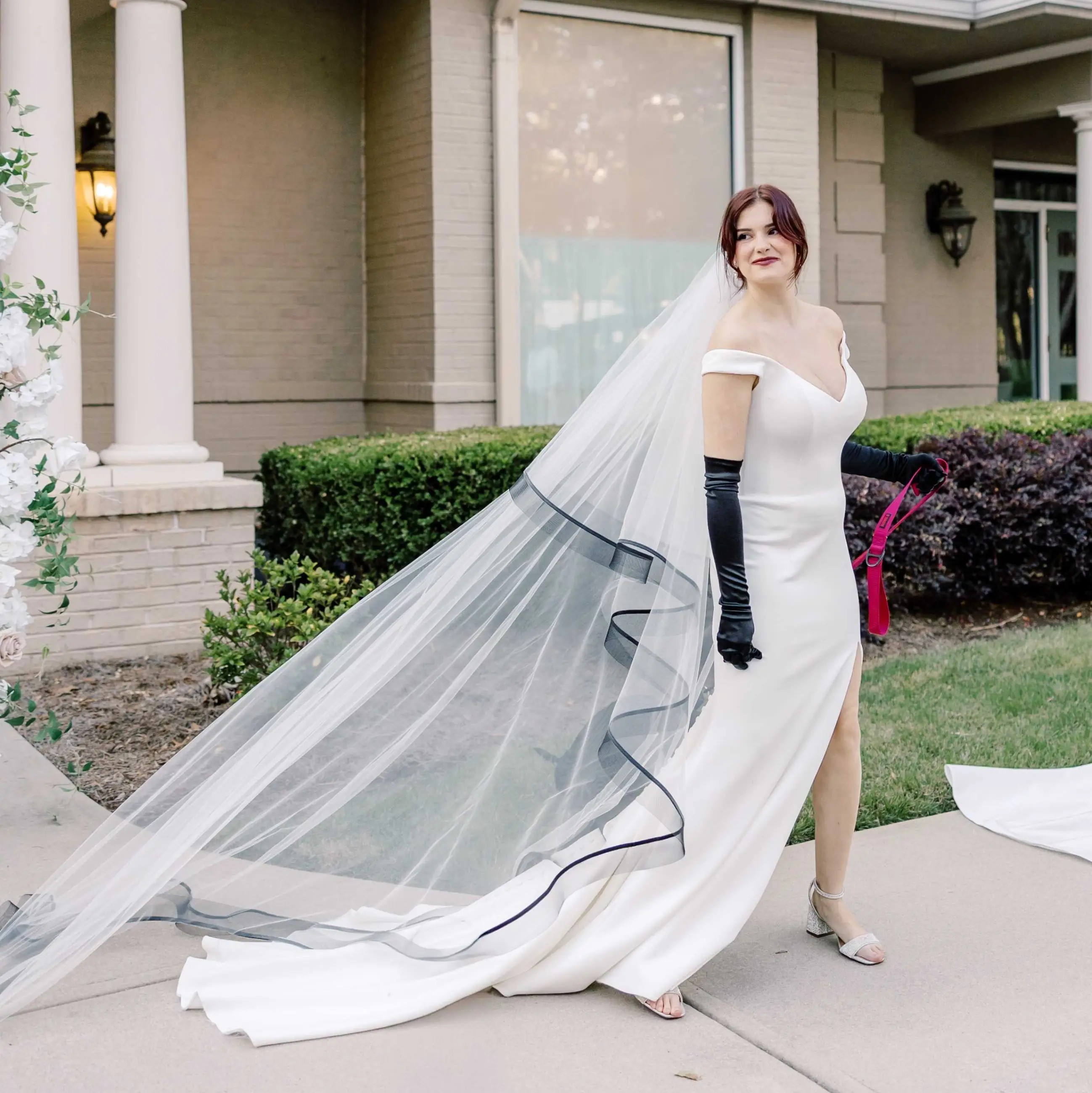 model wearing a wisdom and willow gown with veil