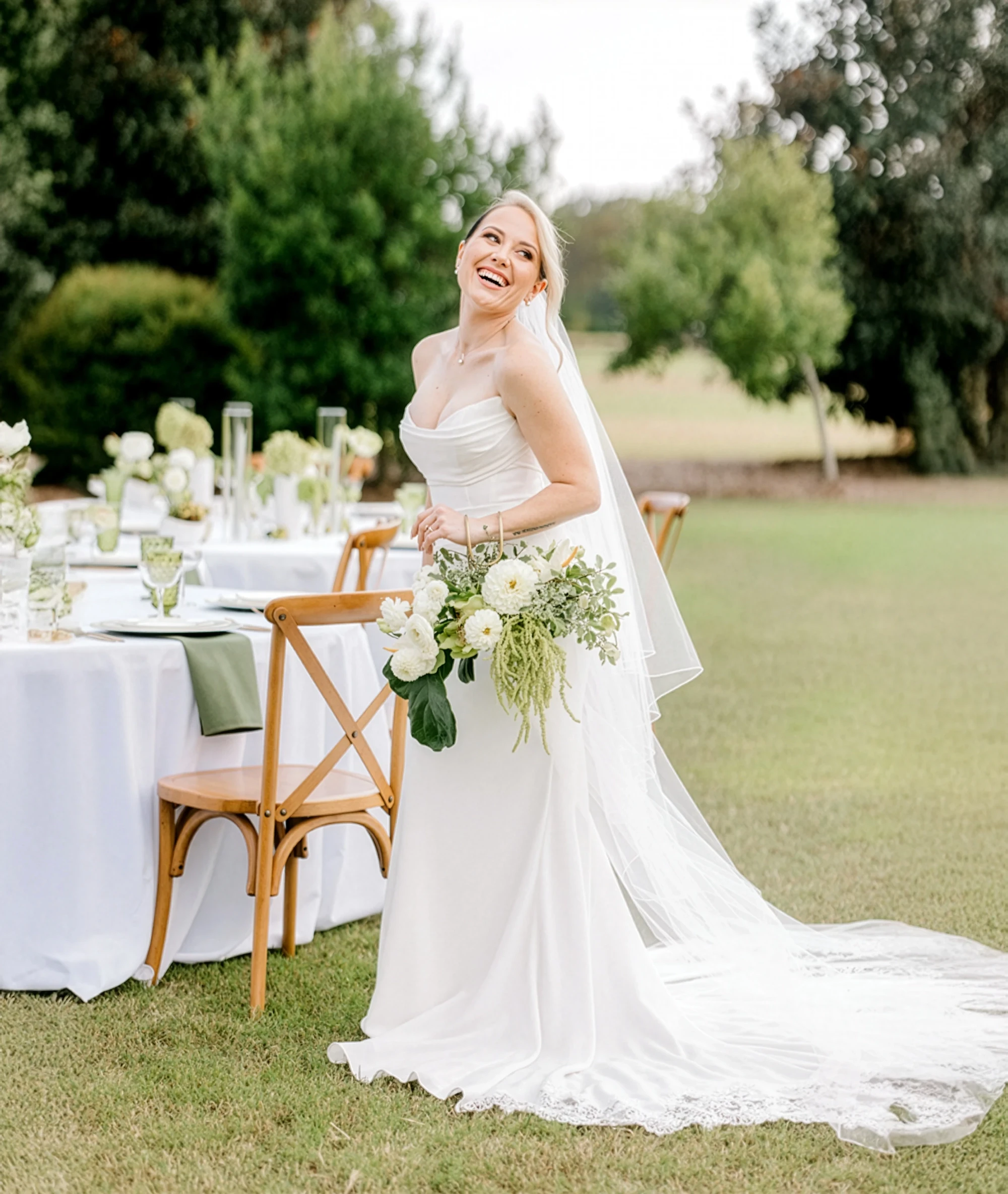 model wearing a wisdom and willow gown