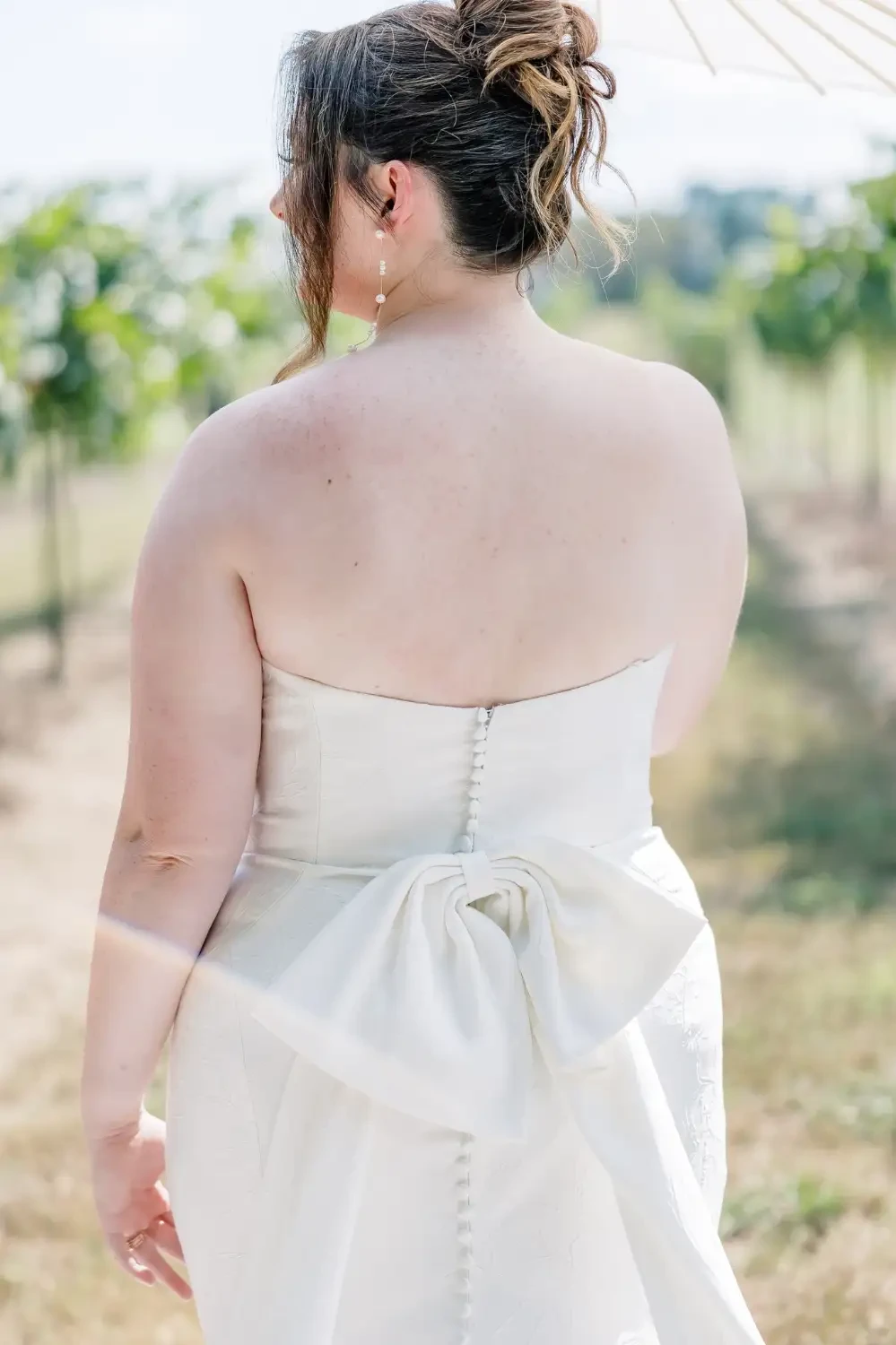 model wearing wedding gown