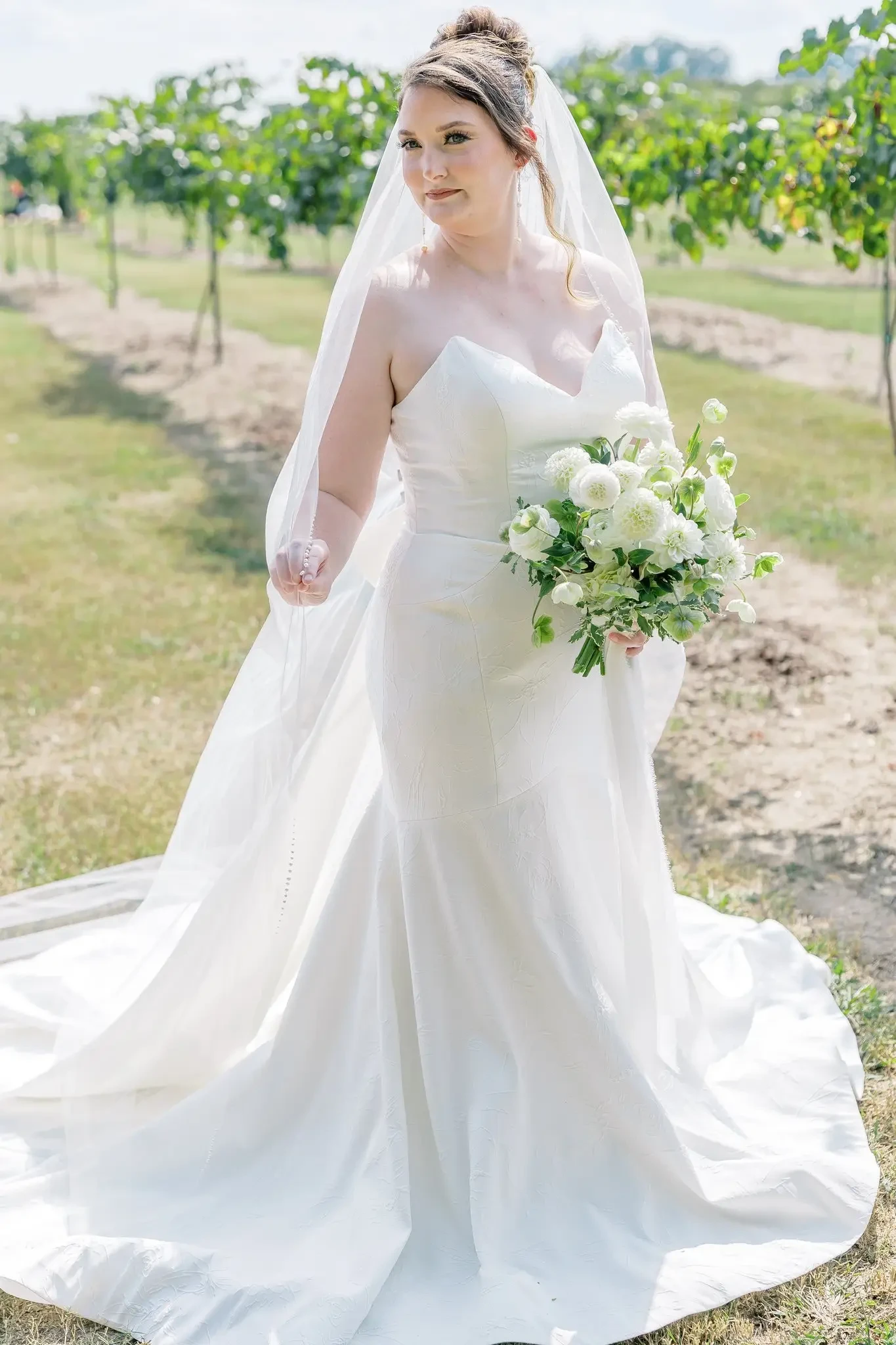 model wearing wedding gown