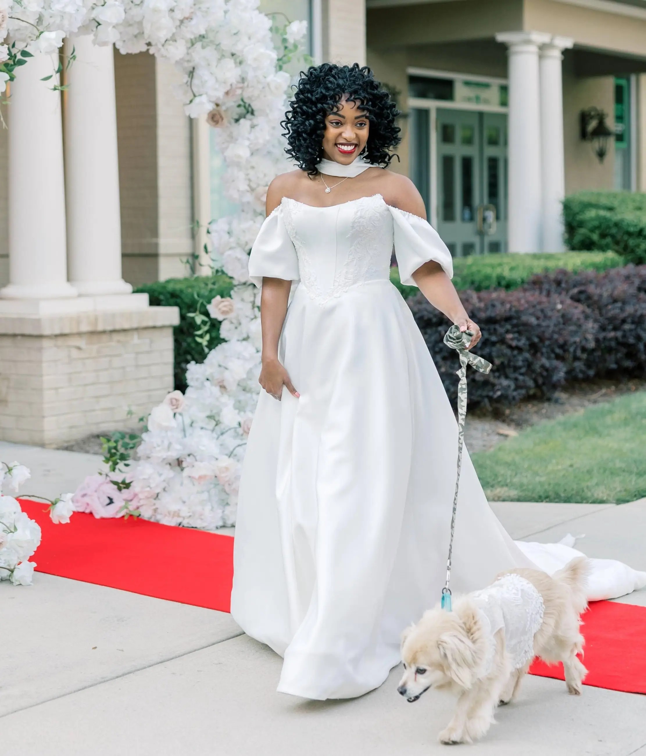 model wearing a wisdom and willow gown with puff