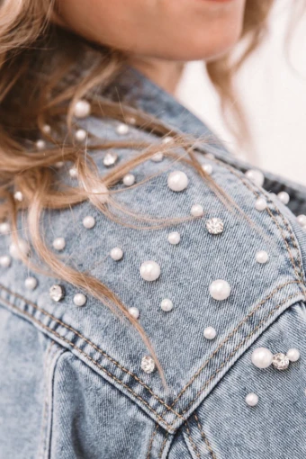 Heirloom Bridal Champagne Bubbles Denim Jacket #0 default Classic Blue Denim thumbnail