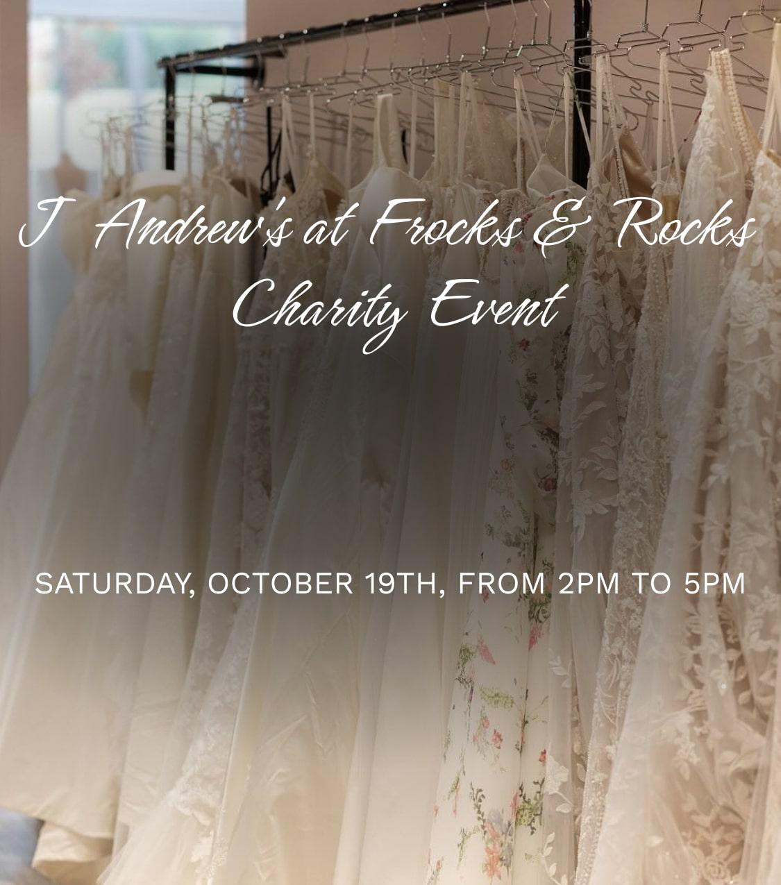 j andrew's at frocks and rock charity event banner