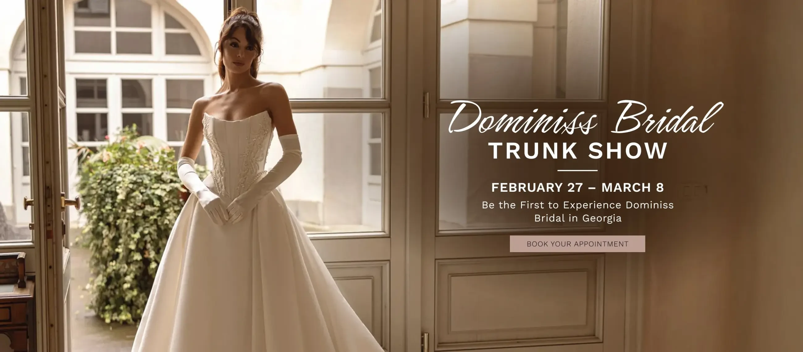 dominiss bridal trunk show banner 2026