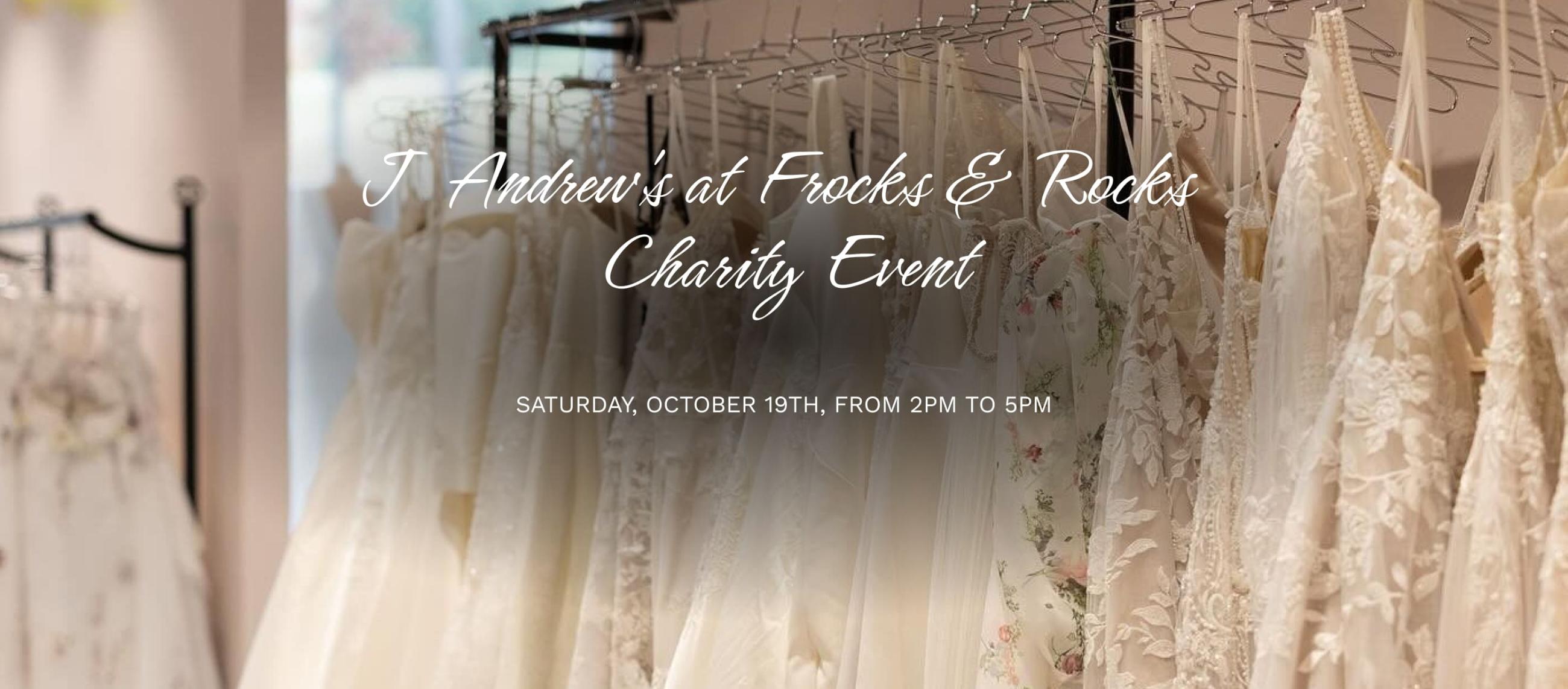 j andrew's at frocks and rock charity event banner